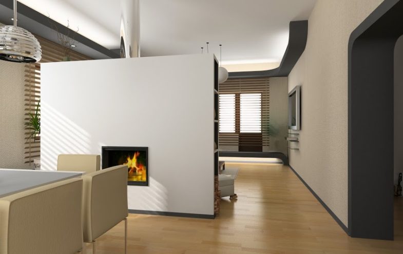 Moderner Wohnraum mit Raumteiler