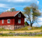 Ein typisches, rotes Schwedenhaus nahe Småland