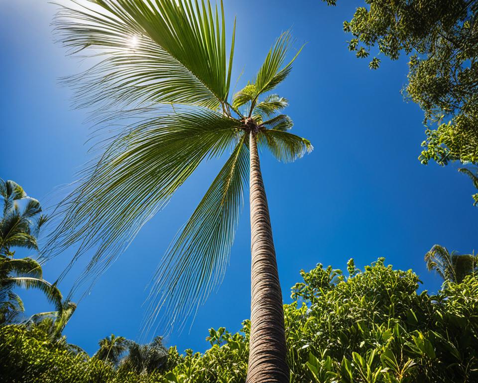 Baum mit Stützpfahl und Kokosstrick Baum mit Stützpfahl und Kokosstrick