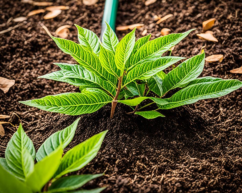 Gießrand und Rindenmulch um einen frisch gepflanzten Baum