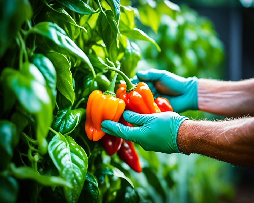 Harvesting Habanero Peppers