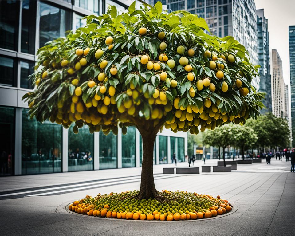 Platanenfrucht und Umwelt