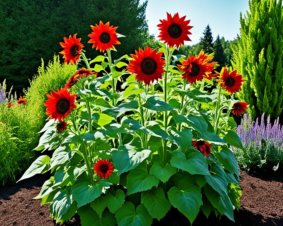 Rote Sonnenblume Pflanzung