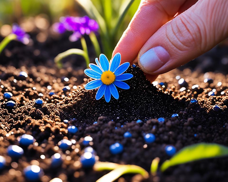 Aussaat von blauen Gänseblümchen Aussaat von blauen Gänseblümchen