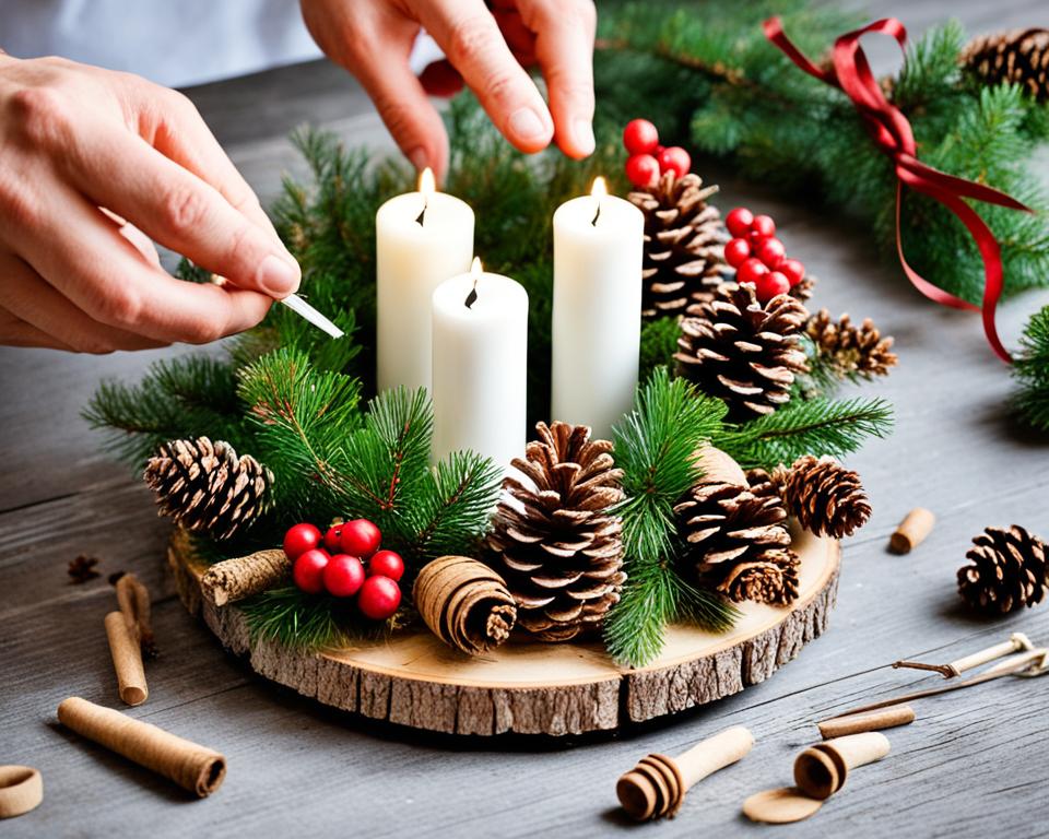 DIY Adventskranz aus Holz