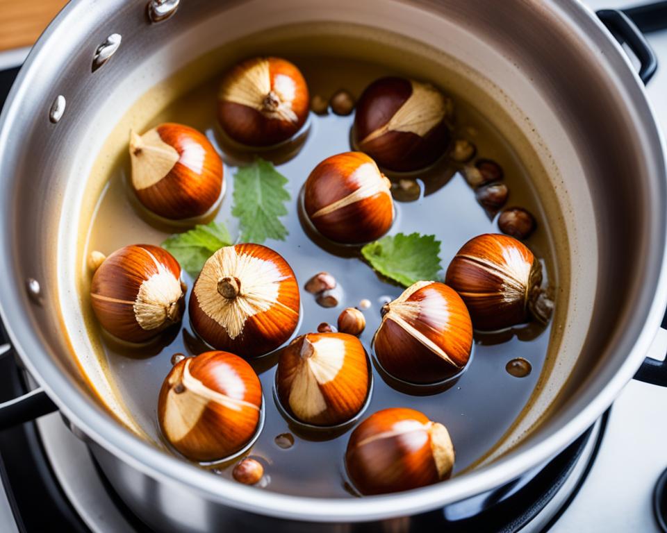 Esskastanien im Wasser