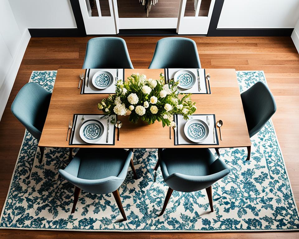 dining table rug placement
