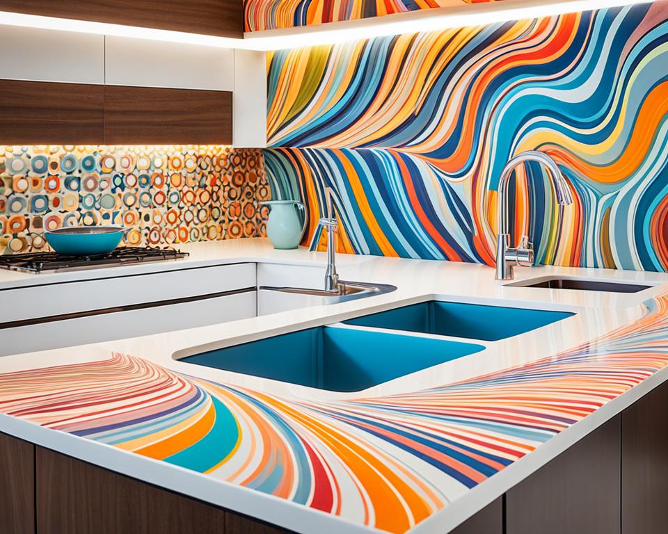 farbenfrohe Corian Arbeitsplatte