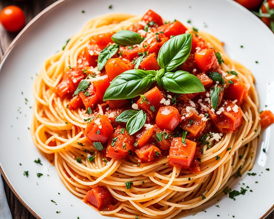 gesunde gerichte mit tomatensauce