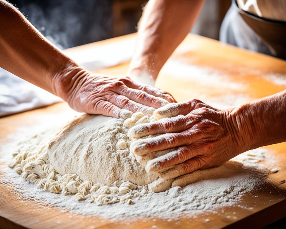 traditionelles Dinkelbrot beim Backen