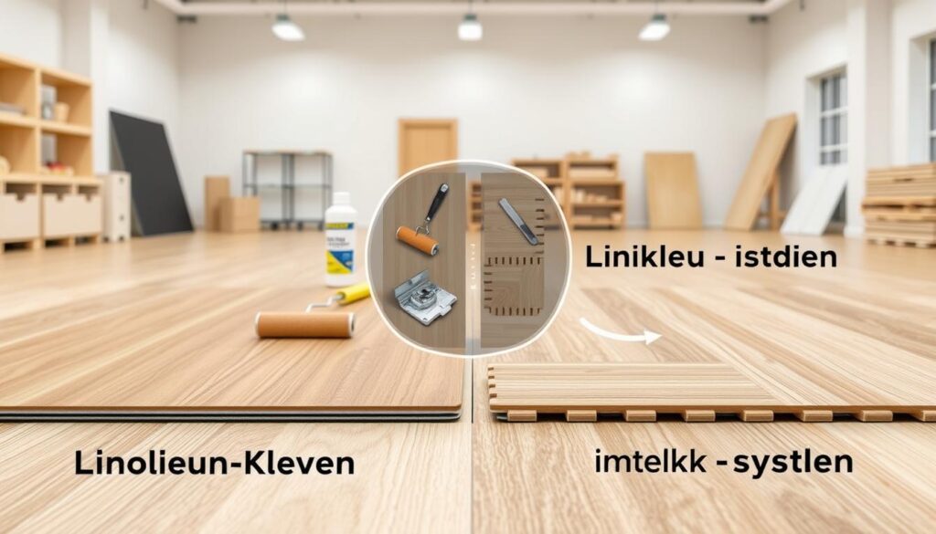 Linoleum kleben und Linoleum Klick-System im Vergleich